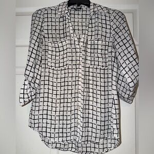 A. Byer Black and White Grid Button Down Shirt